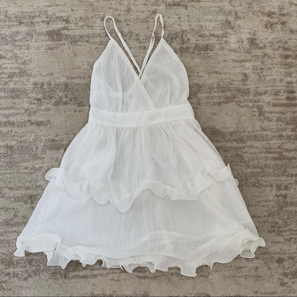 White Ruffle Crepe Dress - Picture 6 of 11